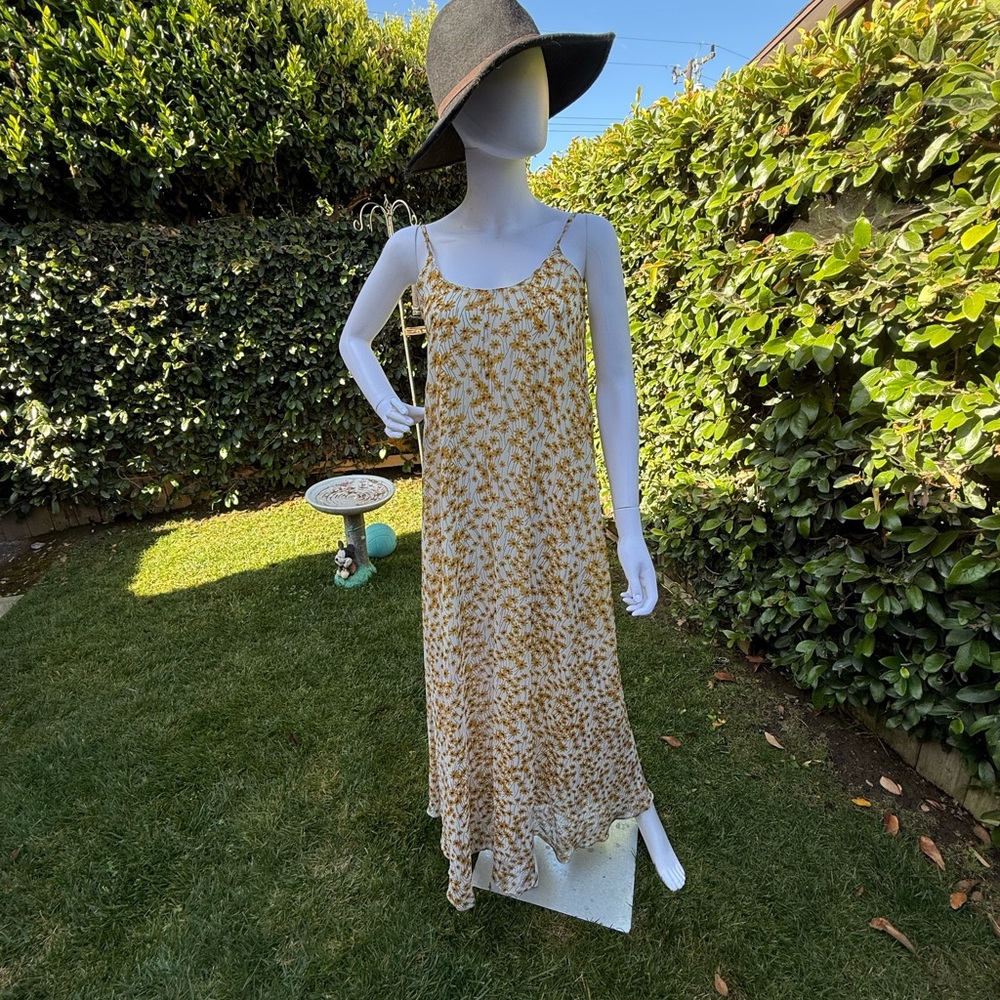 Olivaceous Floral Maxi Dress in Yellow and White
